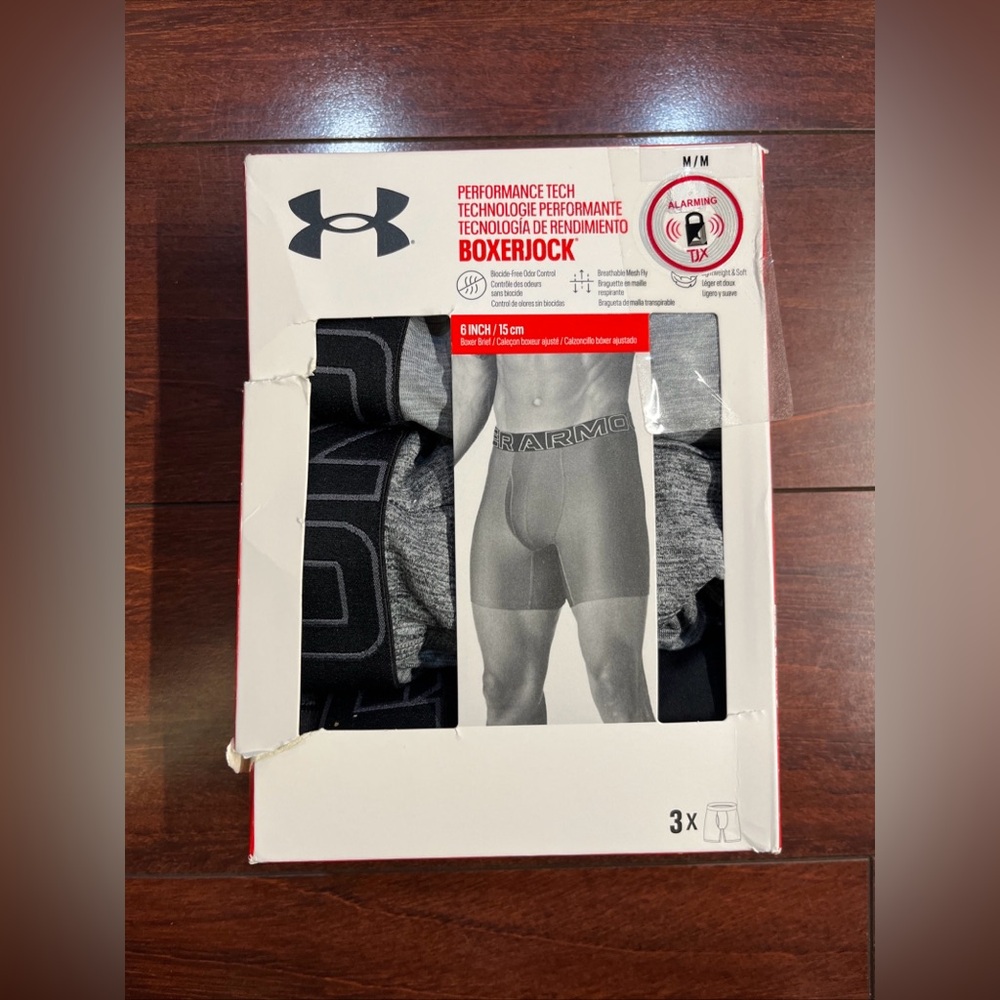 BOX DAMAGE Mens 3-Pack Under Armour Tech Boxer Brief Medium UUSHJ823 6 Inch New